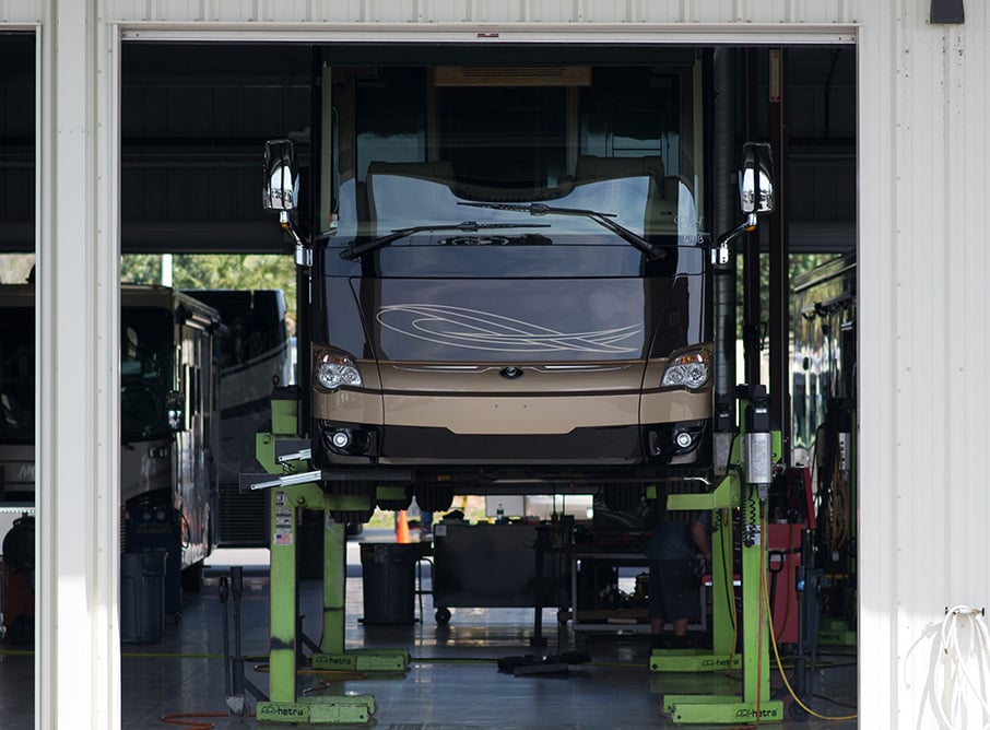 RV on Service Lift